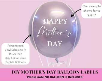 Personalised Mother's Day Balloon Vinyl Decal - DIY 15-20" Balloon Sticker Label