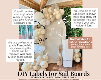 DIY Baby Shower Ripple Sailboard Vinyl Decal: DIY Arch Backdrop Sticker, Event Signage Label