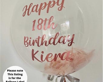 Personalised Balloon Label - DIY Balloon Decal/Vinyl Sticker Only for 15"-20" balloons.