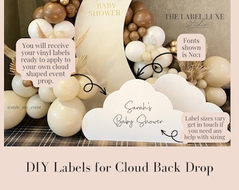 DIY Cloud Backdrop Labels, DIY Stickers for Event Backdrops, Baby Shower Cloud Vinyl Decals for Events, Vinyl Labels for Parties & Event's
