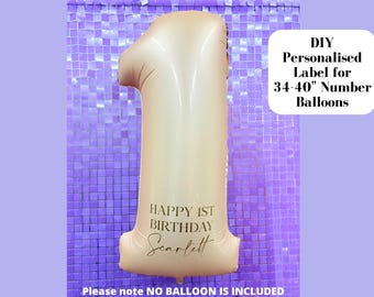 Personalised Balloon Decal: DIY Foil Number Sticker for 34-40 inch Balloon