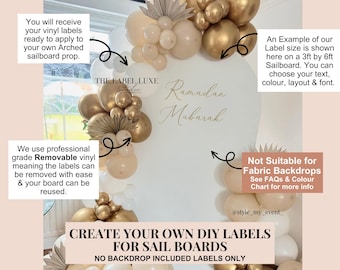 DIY Ramadan Arch Backdrop Sticker, Party Signage Label: Custom Create Your Own Sailboard Vinyl Decal