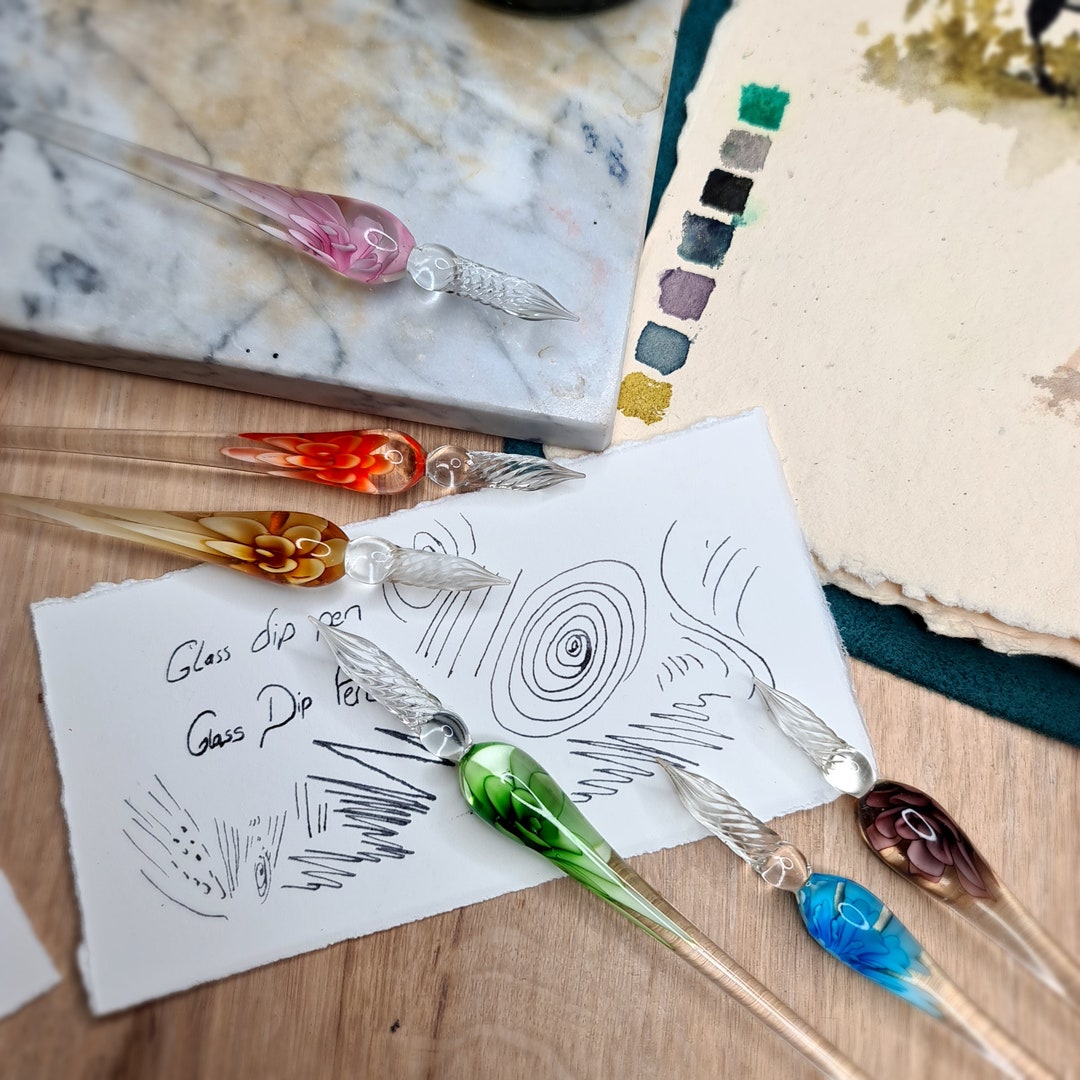 Beautiful Handblown Flower Glass Dip Pens Perfect for Use Etsy