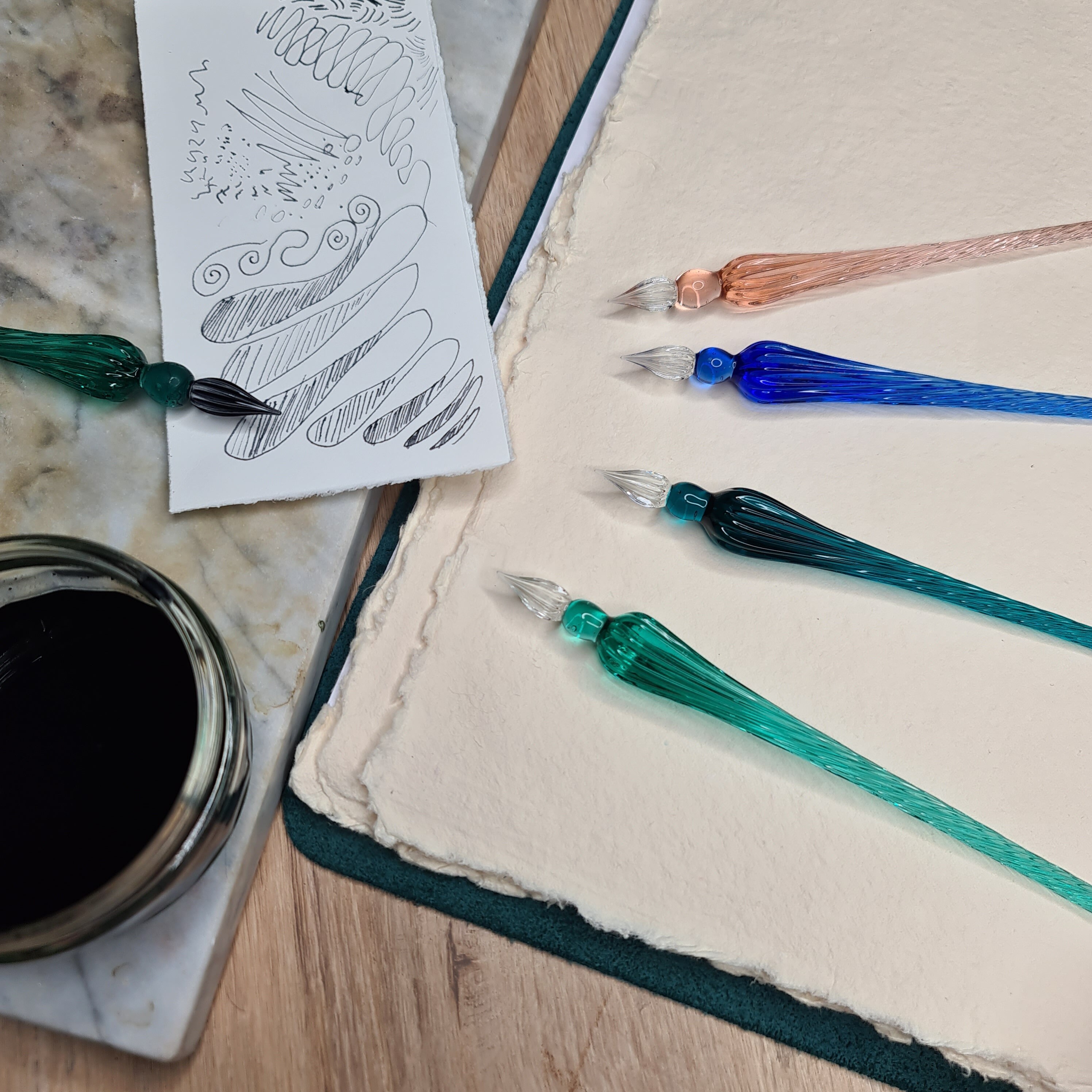 GLASS PEN, Murano Glass Pen, Italian Glass Pen, Dip Pen, Writing Set