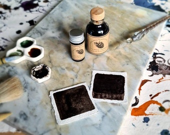 Iron Horse Chestnut dark brown ink for Painting and mixed media. Handmade botanical ink. Sustainable plant-based vegan ink