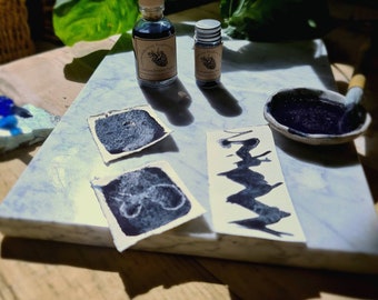 Tindivanam Indigo dark blue botanical ink for Painting, Drawing and Calligraphy. Plant-based natural artist's indigo ink, vegan ink