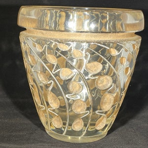 RARE VINTAGE Lalique LEMNA Vase with Gold Detail