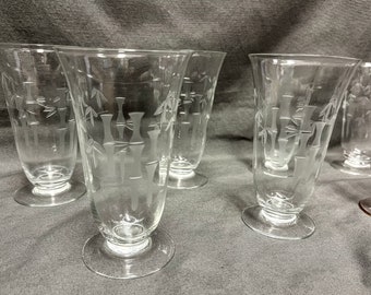 Vintage Sasaki Bamboo Blown Glass Parfait & Punch Set