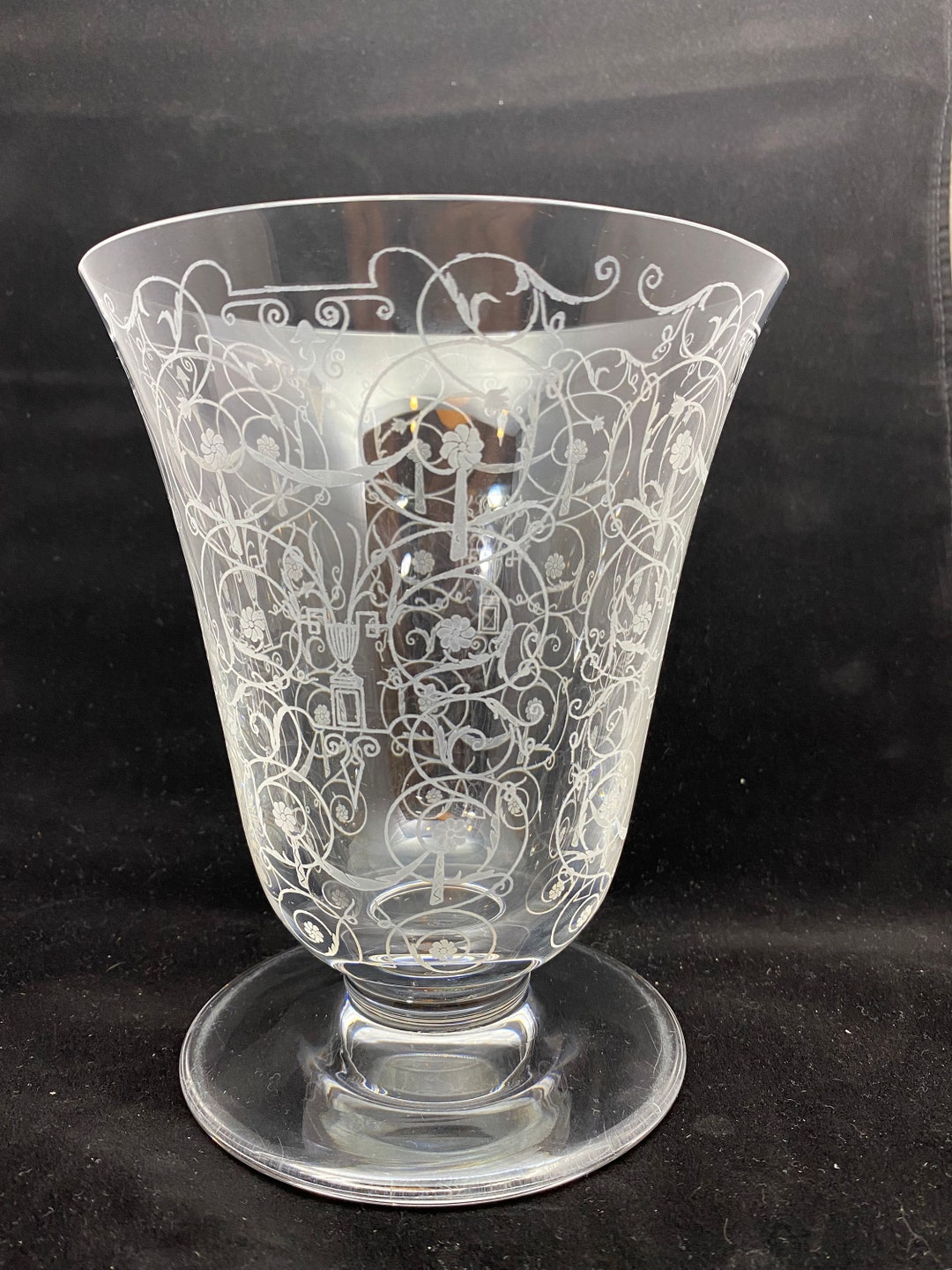 VINTAGE Baccarat Etched Vase in Michelangelo - Etsy