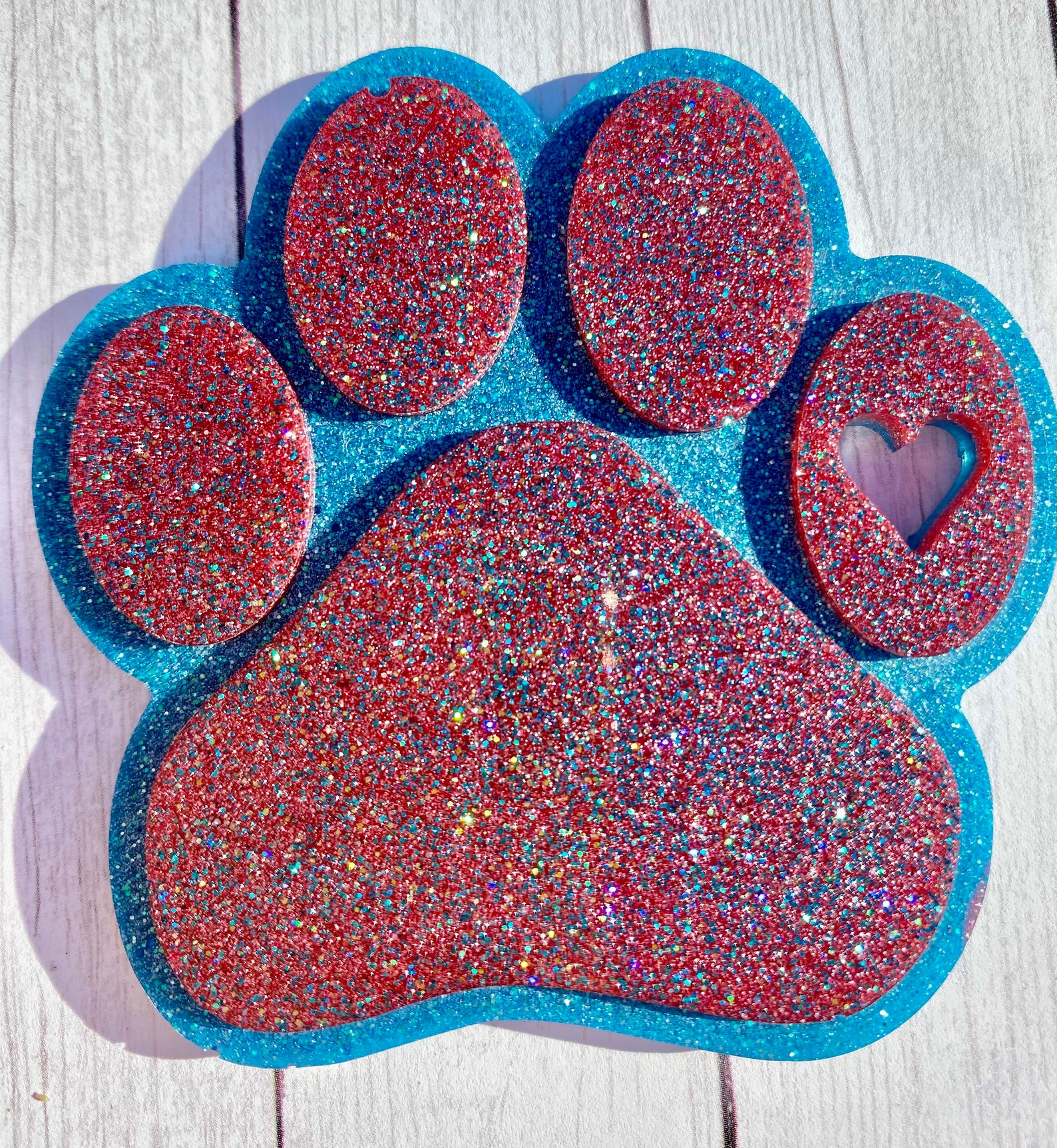 Paw Print Glitter Resin Keychain Resin Keychain Glitter Etsy