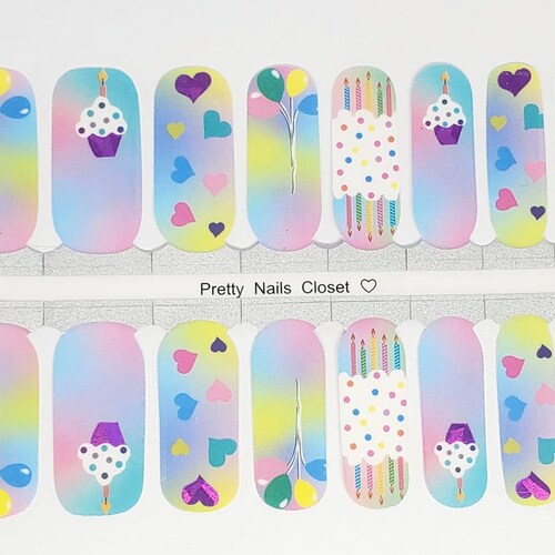 Happy Birthday Nail Wraps Nail Polish Strips Nail Stickers Etsy