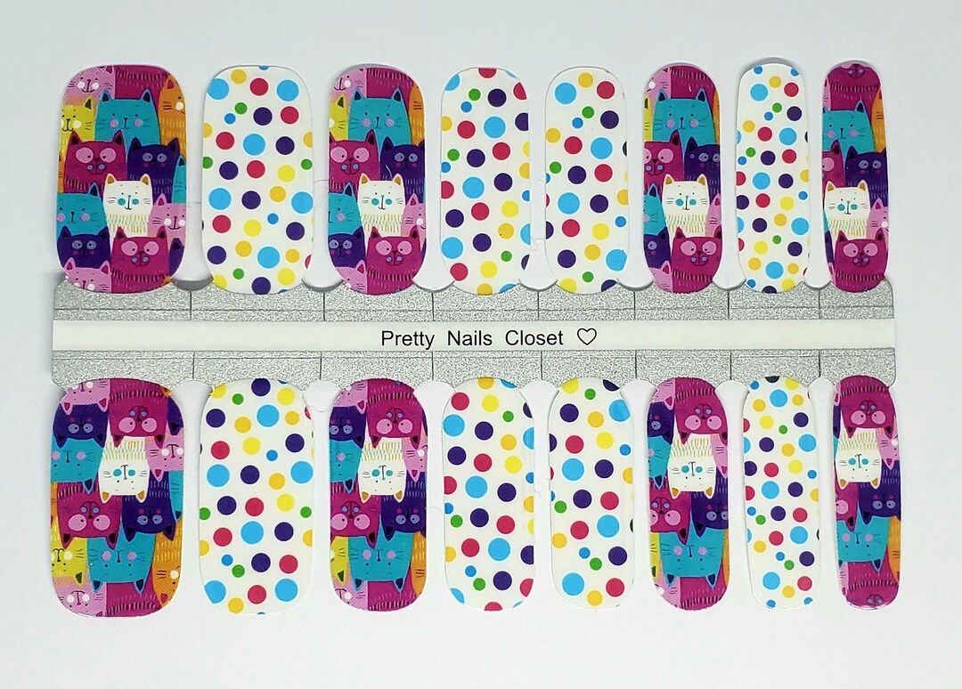 Cat Nail Wraps 100 Nail Polish Stickers Etsy
