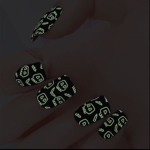 Hollow Heads Halloween Nail Wraps 100% Nail Polish Stickers Nail Strips glow in the dark