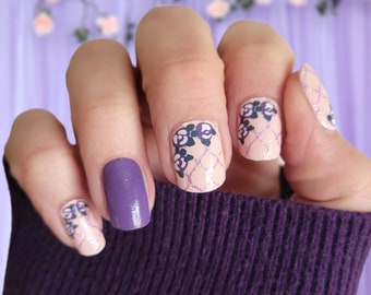 Jacky Floral Nail Wraps 100% Vernis à Ongles Autocollants Nail Strips