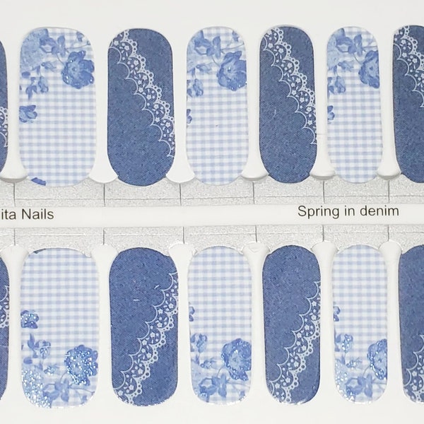 Nail wraps, nail Polish strips, nail stickers Spring in Denim