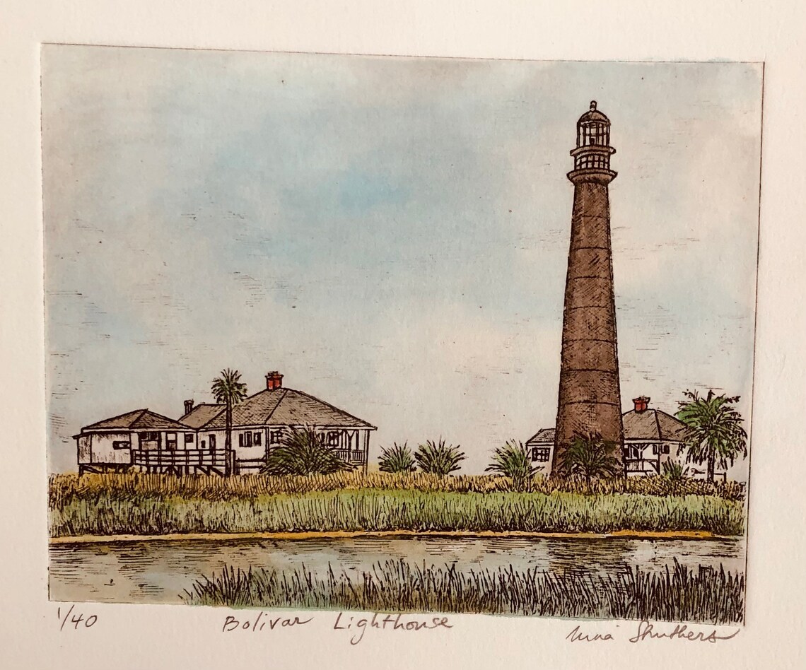Bolivar Lighthouse Galveston Galveston Landmark Etsy