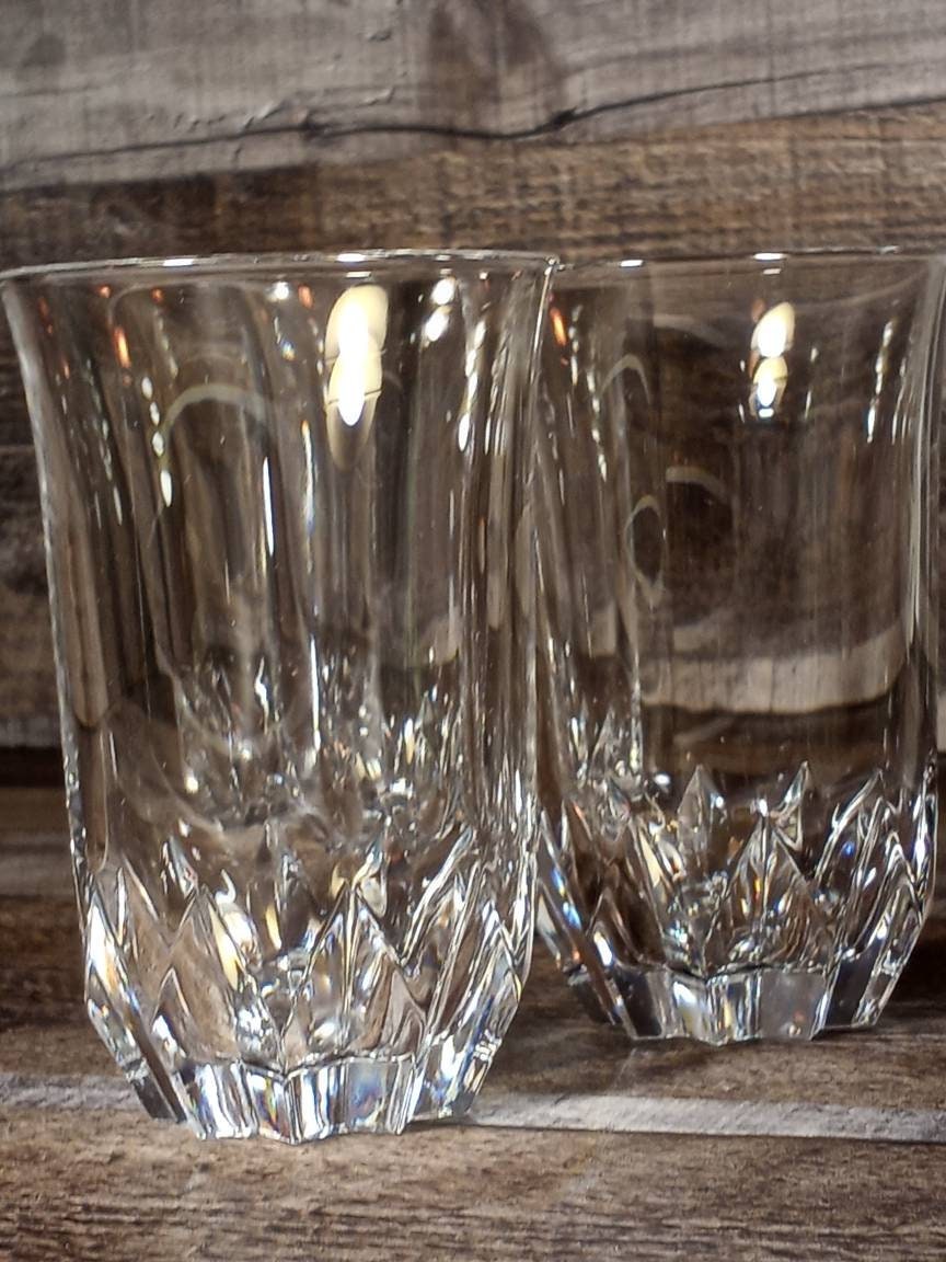 Heavy Bottom Glass Drinkware Set of Four Clear Water Glasses Etsy