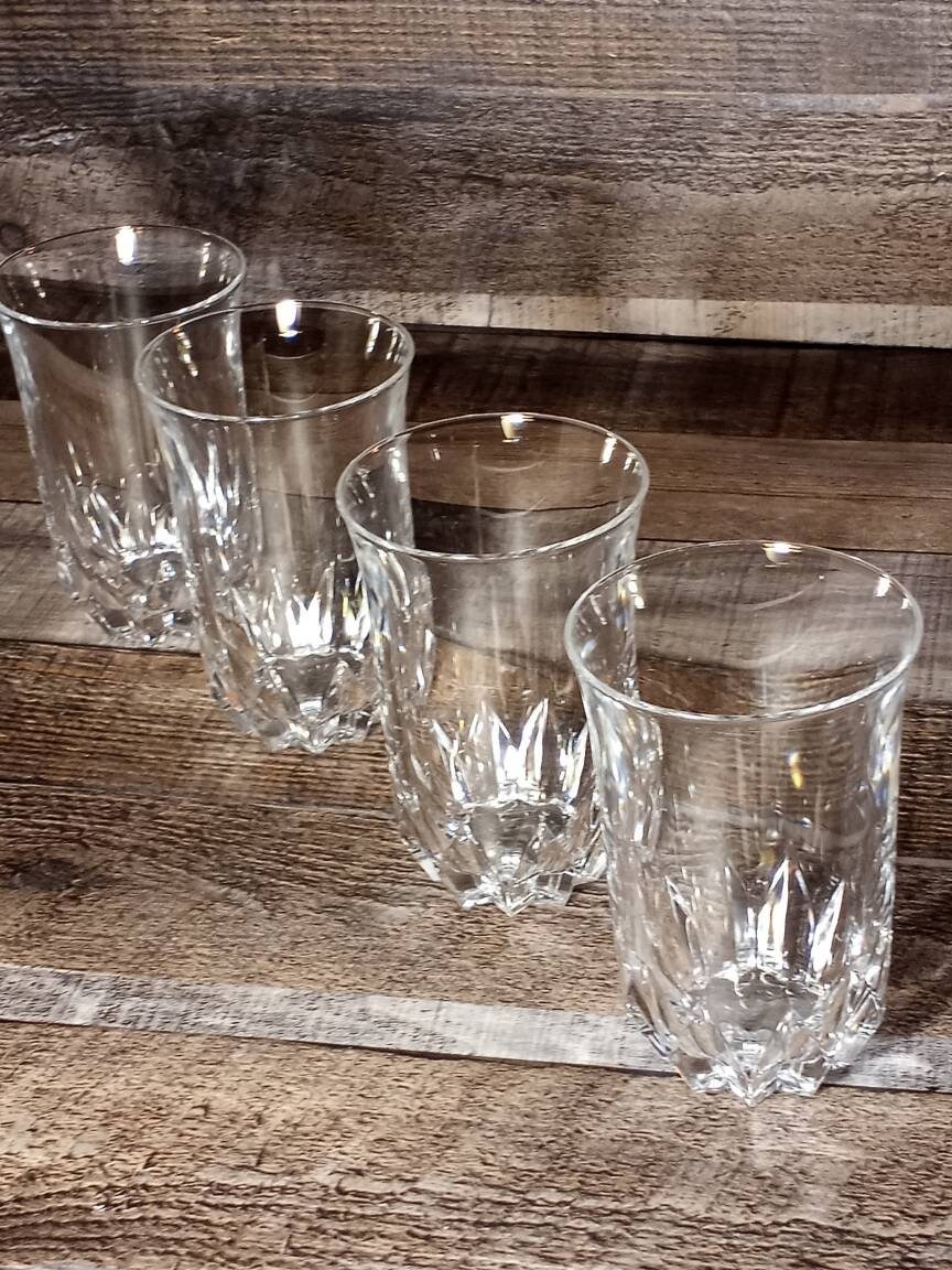 Heavy Bottom Glass Drinkware Set of Four Clear Water Glasses Etsy