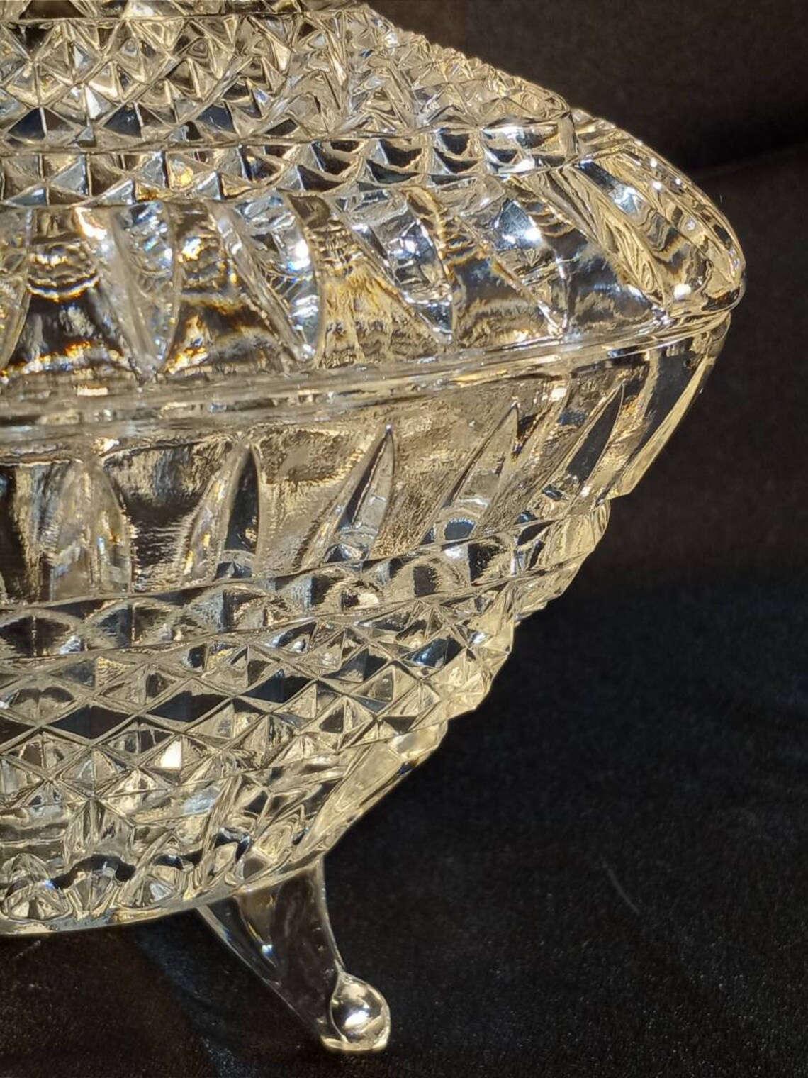 Vintage Bohemian Czech Crystal Footed Candy Dish with Lid Etsy