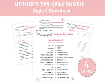 Mother's day game bundle mother's day trivia games for mom Mothers Day Games Mother's Day Printable Mothers Day craft Mother's Day activity