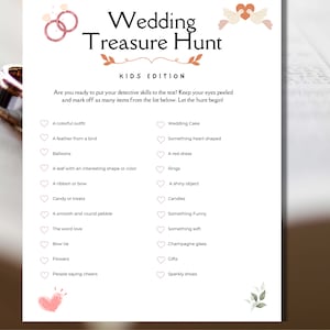 Wedding Treasure Hunt for Kids, Wedding Scavenger Hunt, Wedding Games for Kids, Spy Activity, Wedding Activities for Kids Children