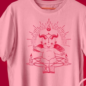 Kewpie Baby Baphomet Unisex Pink T-Shirt Bella+Canvas 3001