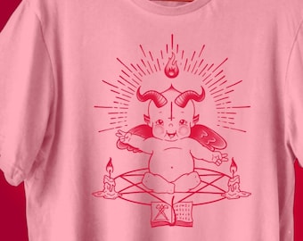 キューピー ベビー バフォメット ユニセックス ピンク Tシャツ Bella+Canvas 3001
