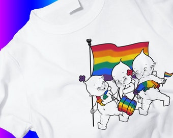 Gay Pride LGBT Kewpies Unisex White T-Shirt Gildan 64000