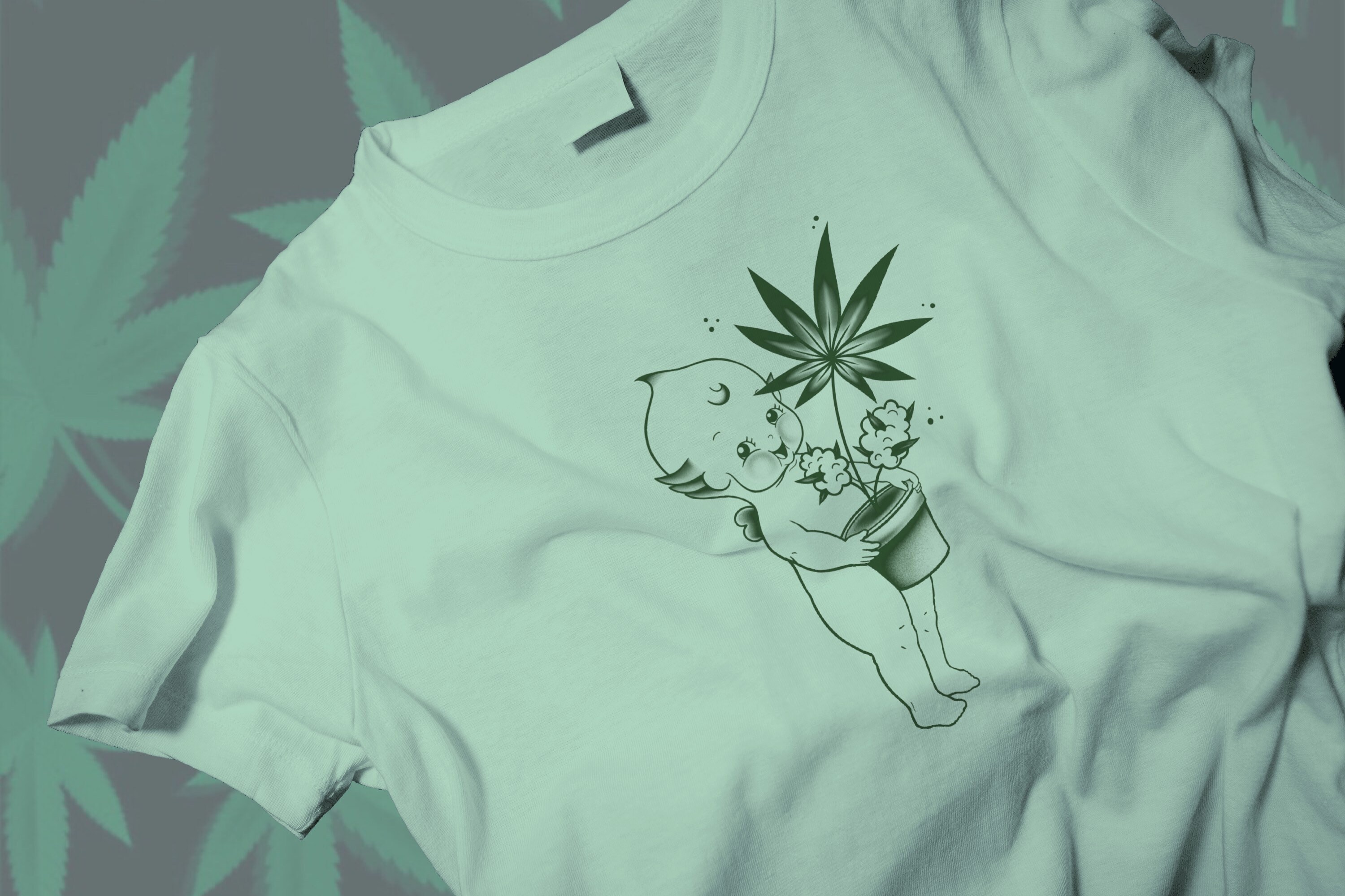 420 Stoner Kewpie Unisex Green T-shirt 