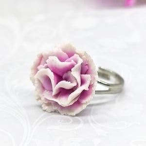 Rosa Nelkenring verstellbar Polymer Clay  Blumenring