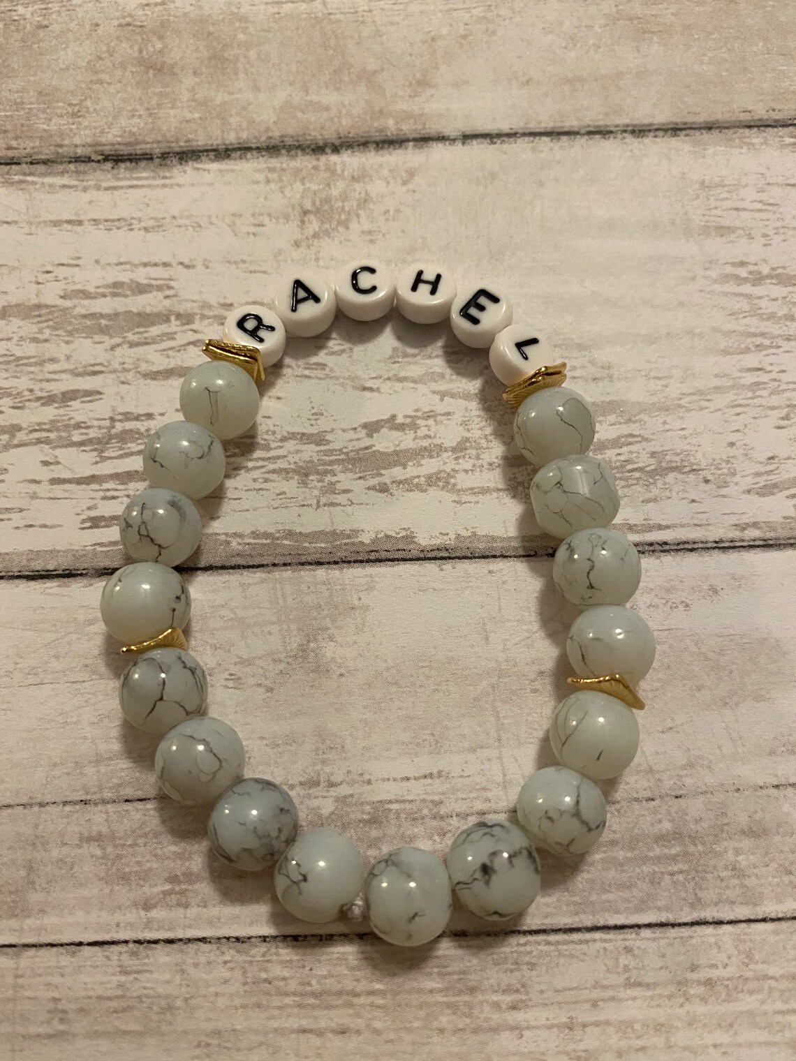 Custom name bracelet marble bead bracelet stocking stuffers Etsy