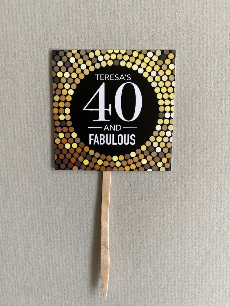 Forty 40 and Fabulous Sparkle Glitzy Birthday Cupcake Toppers Set of 12