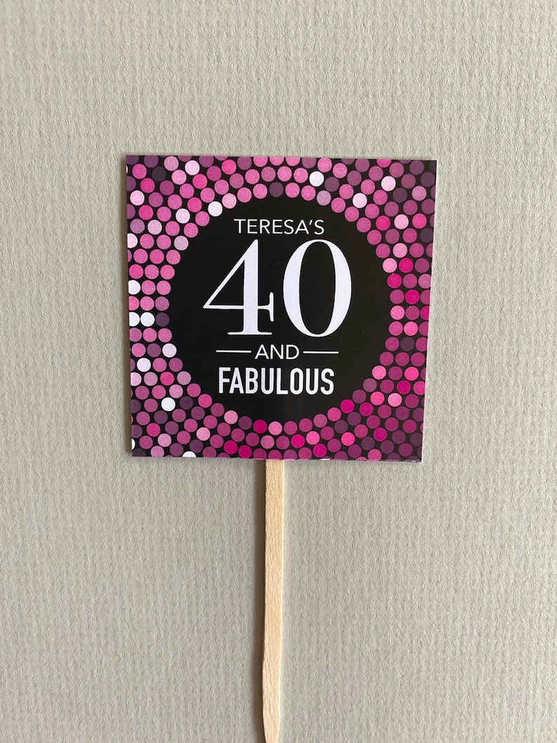Forty 40 and Fabulous Sparkle Glitzy Birthday Cupcake Toppers Set of 12