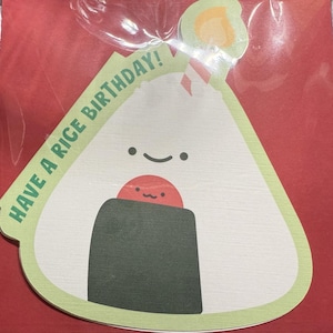 Onigiri Die Cut Have a Rice Birthday Card - Greeting card - asian greeting card - cute greeting card - rice ball card - Funny - Punny card