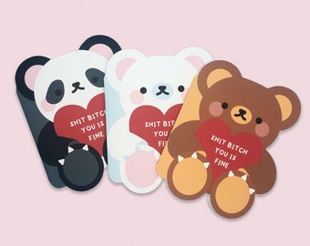 Greeting Card - Die Cut - Sh*t B*tch Bear Valentine