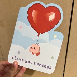 Greeting Card - CUSTOMIZABLE Kirbo Heart Balloon Cloud Card