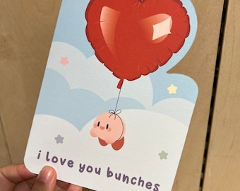 Greeting Card - CUSTOMIZABLE Kirbo Heart Balloon Cloud Card