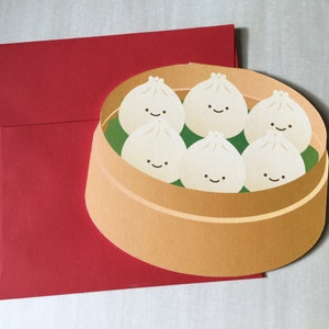 Kartka okolicznościowa – wycinana – pierożek parowy/bao