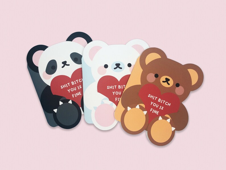 Greeting Card - Die Cut - Sh*t B*tch Bear Valentine - Valentine's Day Card - Vday Card - Valentine's Day - For Him - For Her image 2