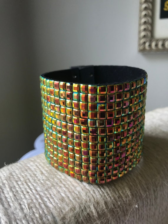 Statement Bracelet Disco Cuff Square Multi Color … - image 5