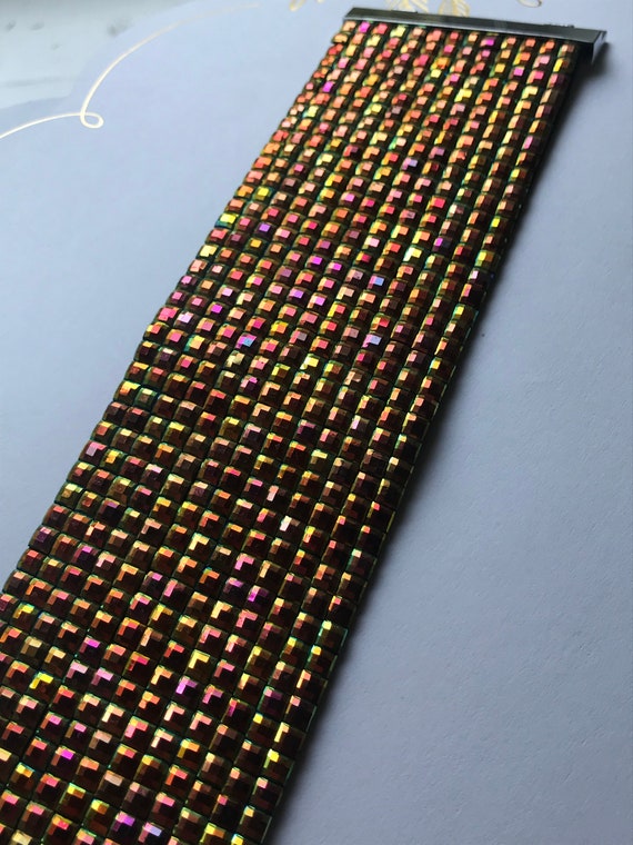 Statement Bracelet Disco Cuff Square Multi Color … - image 7