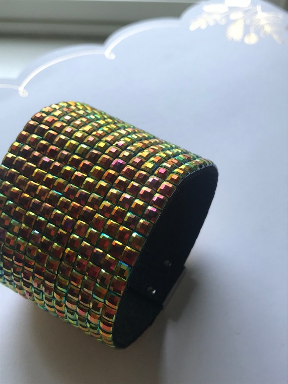 Statement Bracelet Disco Cuff Square Multi Color … - image 3