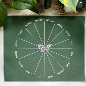 Butterfly Casting Cloth | Charms, Pendulums, Runes | Divination & Ritual Cloth {Green}