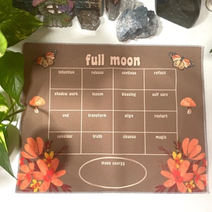 Full Moon Divination Cloth | Casting Cloth, Ritual, Altar, Charm Casting, Runes, Talisman {Brown Grid}