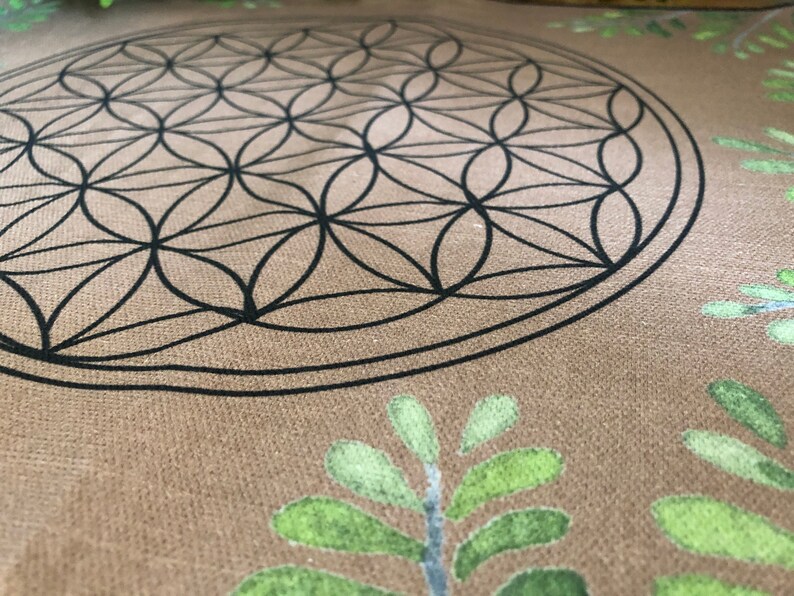 Crystal Grid Flower of Life Altar Cloth {Brown}