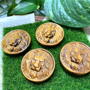 Tigers Eye Lion Medallion Carving | Crystal Carving | Grounding Protection Courage Strength