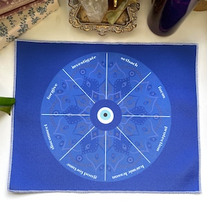 Evil Eye Casting Cloth | Divination & Ritual Cloth | Charms, Runes, Pendulum, Crystals {Blue}