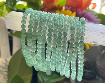 Green Aventurine Crystal Bracelet | Dainty Crystal Beaded Bracelet | 4mm Beads 7.5" Wrist Size | Natural Healing Stone Heart Chakra
