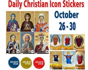 Christliche Festtag-Ikonen-Aufkleber - katholische Heilige 26.- 30.Oktober