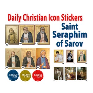 Saint Venerable Seraphim, Wonderworker of Sarov Icon Sticker Patron Saint and helper Orthodox Catholic Religious Sticker